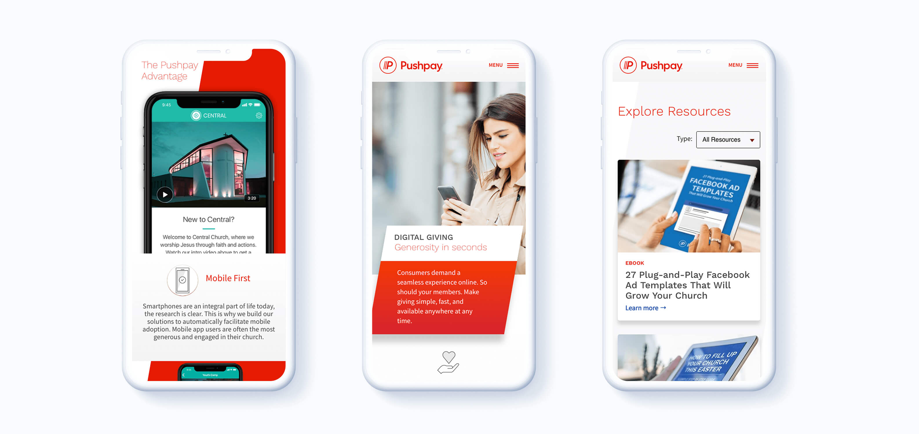Images of Pushpay mobile design
