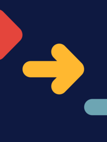 Red, yellow, and blue arrows on a navy background