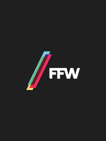 White FFW logo on black background