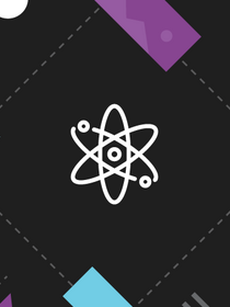 website design components surround an atom symbol