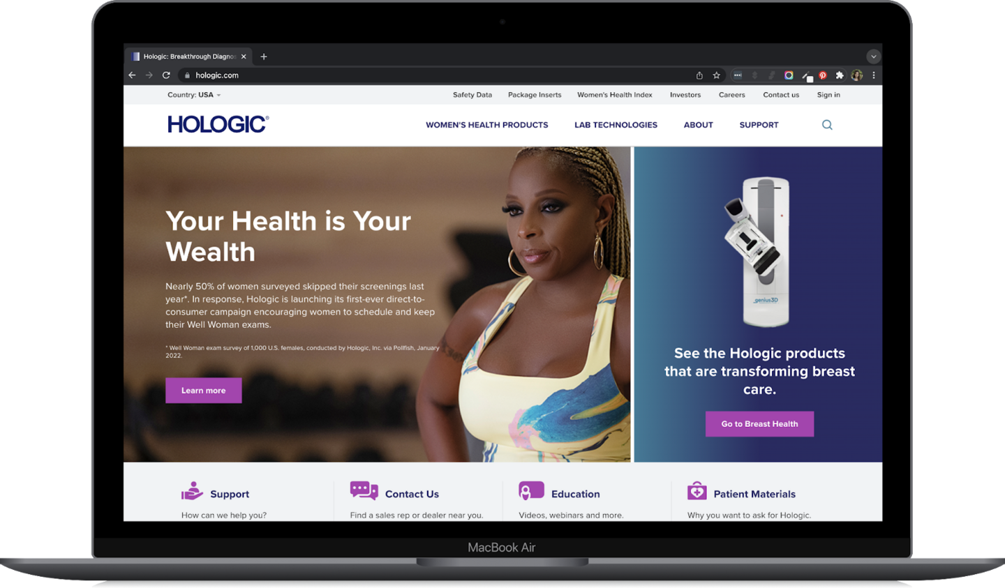Hologic homepage